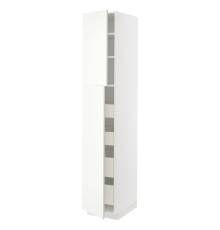 Высокий шкаф с 2 дверцами и 4 ящиками, белый/Vallstena white METOD / MAXIMERA 095.074.29