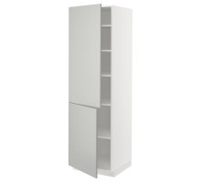 Szafka wysoka z półkami/2drz, biały/Havstorp jasnoszary METOD 095.390.10