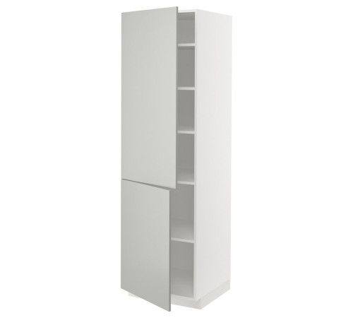 Szafka wysoka z półkami/2drz, biały/Havstorp jasnoszary METOD 095.390.10