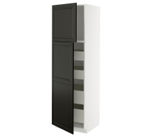 Высокий шкаф с 2 дверцами и 4 ящиками, белый/черный Bodbyn METOD / MAXIMERA 095.787.56