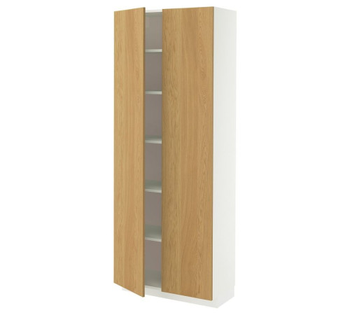 Szafka wysoka/półki, biały/Sinarp okl dęb METOD 196.003.37