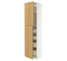 Szafka wys 2drzwi/4szufl, biały/Sinarp okl dęb METOD / MAXIMERA 196.008.32