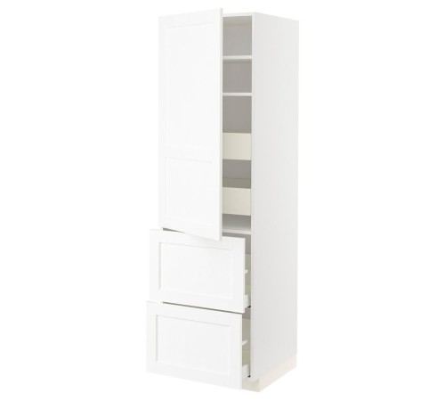 W sz z pół/4 szu/drz/2 fr, biały Enköping/biały imitacja drewna METOD / MAXIMERA 294.735.60