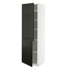 Высокий шкаф с полками/2 дверцами, белый/черный Bodbyn METOD 395.789.29