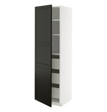 Высокий шкаф с выдвижными ящиками, белый/черный Bodbyn METOD / MAXIMERA 395.791.51