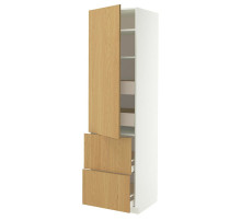 W sz z pół/4 szu/drz/2 fr, biały/Sinarp okl dęb METOD / MAXIMERA 396.006.14