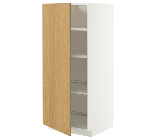 Szafka wysoka/półki, biały/Sinarp okl dęb METOD 396.008.12