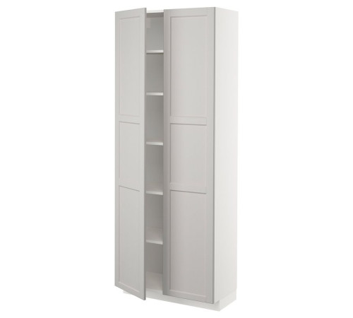 Szafka wysoka/półki, biały/Lerhyttan jasnoszary METOD 594.587.56