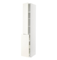 Высокий шкаф с 3 ящиками/1 ящиком/2 полками, белый/Vallstena white METOD / MAXIMERA 595.074.22
