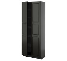 Szafka wysoka/półki, czarnoszary/Bodbyn czarny METOD 595.877.58