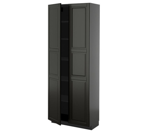 Szafka wysoka/półki, czarnoszary/Bodbyn czarny METOD 595.877.58