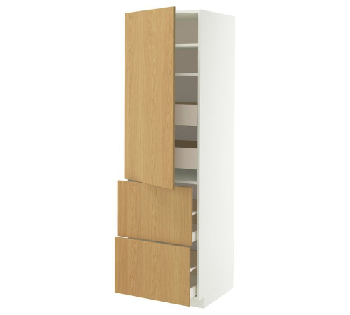 W sz z pół/4 szu/drz/2 fr, biały/Sinarp okl dęb METOD / MAXIMERA 596.003.40