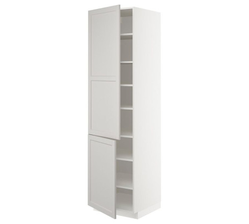 Szafka wysoka z półkami/2drz, biały/Lerhyttan jasnoszary METOD 694.701.40
