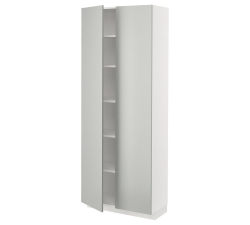 Szafka wysoka/półki, biały/Havstorp jasnoszary METOD 695.391.87