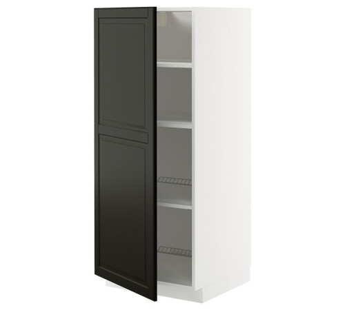 Szafka wysoka/półki, biały/Bodbyn czarny METOD 795.790.93