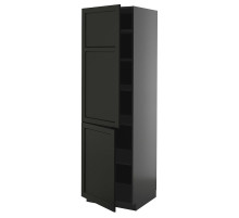 Szafka wysoka z półkami/2drz, czarnoszary/Lerhyttan bejcowane na czarno METOD 795.870.93