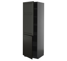Szafka wysoka z półkami/2drz, czarnoszary/Bodbyn czarny METOD 795.880.16