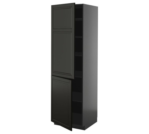 Szafka wysoka z półkami/2drz, czarnoszary/Bodbyn czarny METOD 795.880.16