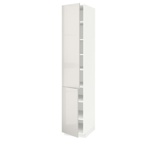 Szafka wysoka z półkami/2drz, biały/Ringhult jasnoszary METOD 894.639.40