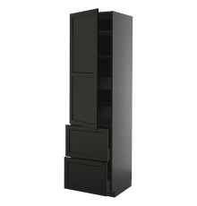 Шкаф W с полуторным отделением/4 выдвижными ящиками/дверями/2 дверцами, черно-серый/Lerhyttan, окрашенный в черный цвет, METOD / KNIVSHULT 895.888.22