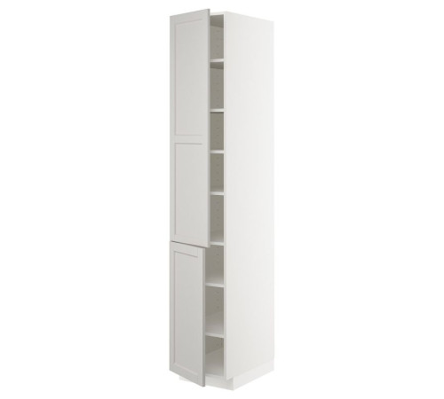 Szafka wysoka z półkami/2drz, biały/Lerhyttan jasnoszary METOD 994.572.41