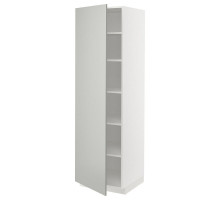 Szafka wysoka/półki, biały/Havstorp jasnoszary METOD 995.380.30