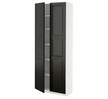 Szafka wysoka/półki, biały/Bodbyn czarny METOD 995.789.07