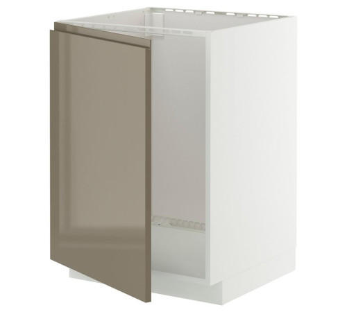 Szafka pod zlew, biały/Voxtorp połysk ciemnoszarobrązowy METOD 795.774.52