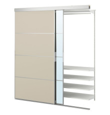 Szafa z drzwiami przesuwnymi, aluminium Mehamn/Auli/szarobeżowy lustro SKYTTA / BOAXEL 095.621.71