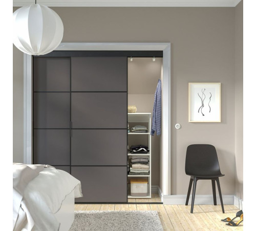 Kombinacja drzwi przesuwnych, czarny/2str ciemnoszary SKYTTA / MEHAMN 694.995.82