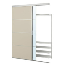 Szafa z drzwiami przesuwnymi, aluminium Mehamn/Auli/szarobeżowy lustro SKYTTA / BOAXEL 695.621.73