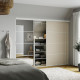 Kombinacja drzwi przesuwnych, biały 2str/szarobeżowy lustro SKYTTA / MEHAMN/AULI 795.759.24