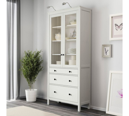 Witryna z 3 szufladami, biała bejca HEMNES 503.717.72