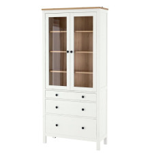 Витрина с 3 ящиками, белая морилка/светло-коричневый цвет, HEMNES 504.135.07