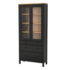 Витрина с 3 ящиками, черно-коричневая/светло-коричневая, HEMNES 504.522.97