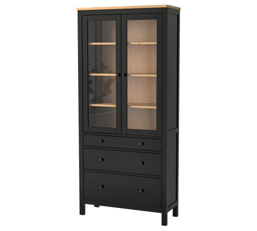 Witryna z 3 szufladami, czarnybrąz/jasnobrązowy HEMNES 504.522.97
