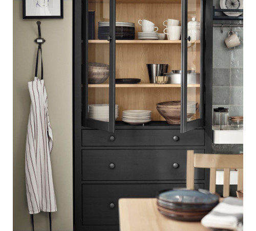 Witryna z 3 szufladami, czarnybrąz/jasnobrązowy HEMNES 504.522.97