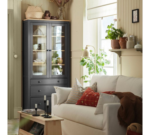 Witryna z 3 szufladami, czarnybrąz/jasnobrązowy HEMNES 504.522.97