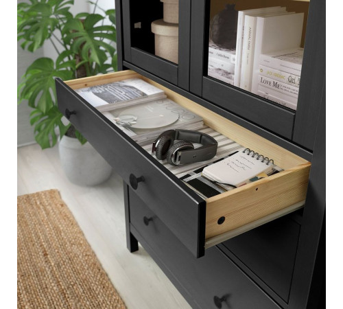 Witryna z 3 szufladami, czarnybrąz/jasnobrązowy HEMNES 504.522.97