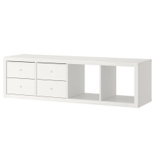 Полка/2 вставки, с 4 ящиками/белый KALLAX 792.782.93