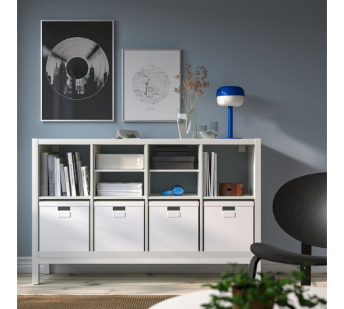 Regał z ramą nośną, z 2 wkładami z półką/biały KALLAX 995.529.12