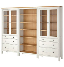 Kombinacja regałowa z drzw/szuf, biała bejca/jasnobrązowy HEMNES 093.840.51