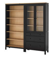 Kombinacja regałowa z drzw/szuf, czarnybrąz/bejca jasnobrązowa HEMNES 096.499.85