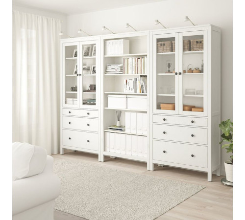 Kombinacja regałowa z drzw/szuf, biała bejca HEMNES 192.337.59