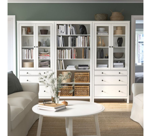 Kombinacja regałowa z drzw/szuf, biała bejca HEMNES 192.337.59
