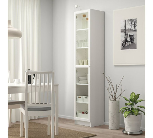 Regał, biały/szkło BILLY / OXBERG 393.988.34