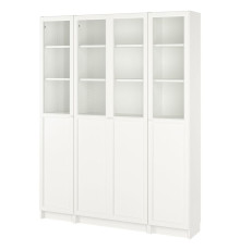 Kombinacja regałowa drz panel/szkl, biały BILLY / OXBERG 394.836.05