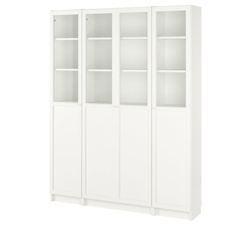 Kombinacja regałowa drz panel/szkl, biały BILLY / OXBERG 394.836.05