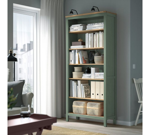 Regał, szarozielony/bejca jasnobrązowa HEMNES 405.961.59