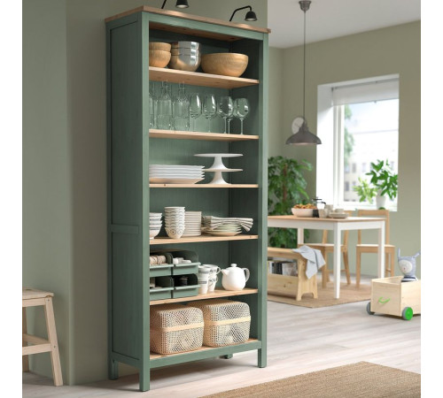 Regał, szarozielony/bejca jasnobrązowa HEMNES 405.961.59